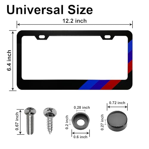 DGDRHZ License Plate for Logo Premium Black Steel License Plate Holder Compatible All Vehicle License Plate Tag Cover Fit Accessories Included (Black-Blue Blue red) - Image 2