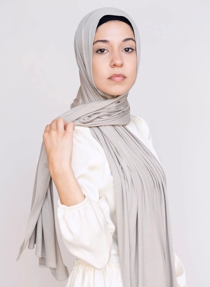 Perfectory PERFECTORY Soft Stretch Jersey Hijabs, Effortless Style and Comfort, Curated Collection- Metal Grey 