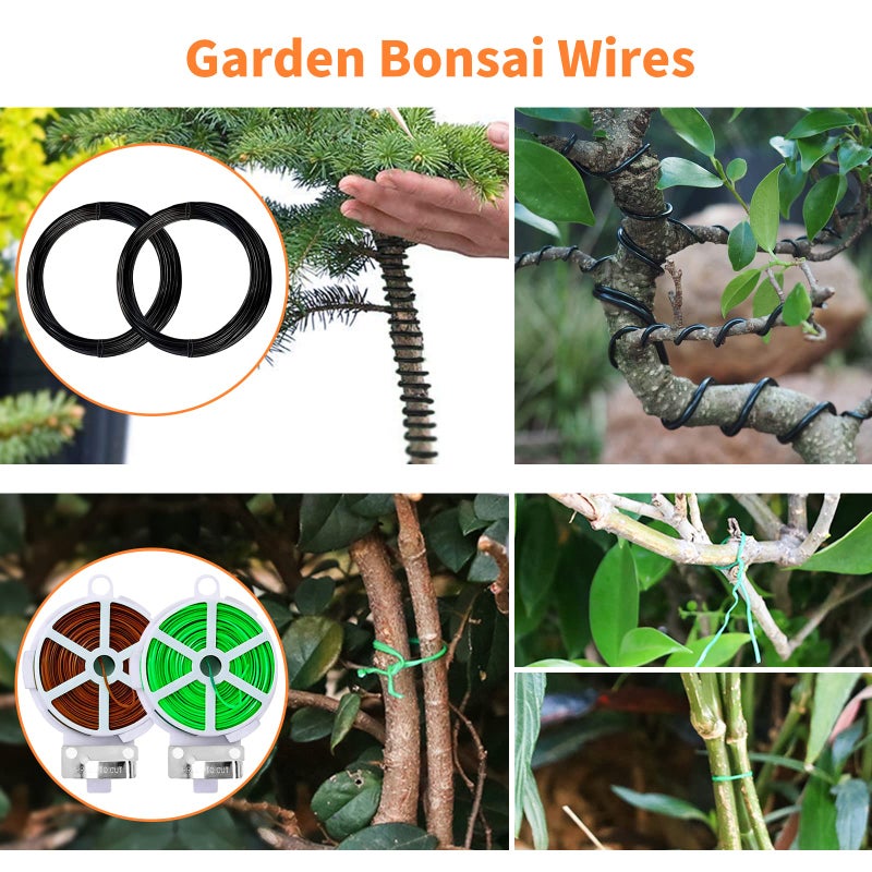Taschyas Bonsai Tools Set, 20 Pcs Gardening Succulent Tree Indoor Beginner Tool Kit, Include 262 Feet Bonsai Wire, 29.5"x29.5" Plant Repotting Mat, Leather Bag, Bonsai Scissors, Pruning Shears, Gifts for Women - Image 3
