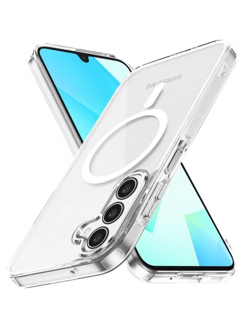 Magnetic Case Cover for Samsung Galaxy A16 4G/5G, Compatible with MagSafe,Anti-Yellowing Crystal Clear Shockproof Protection Back Cover, Ultra Slim Strong Magnet Phone Shell Case for Samsung Galaxy A16 4G/5G