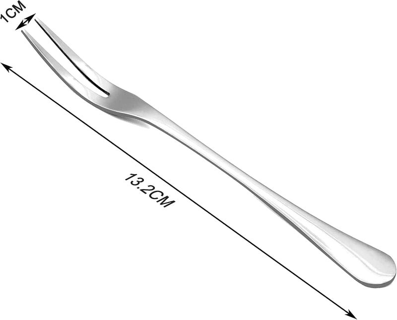 Comicfs 20Piece Stainless Steel Forks 53 Inches Seafood Crab Forks Escargot Fork 2 Prong Tasting Appetizer Fork Dessert Cocktail Salad Fruit Fork for Party Travel 20 Fork Silver - Image 2