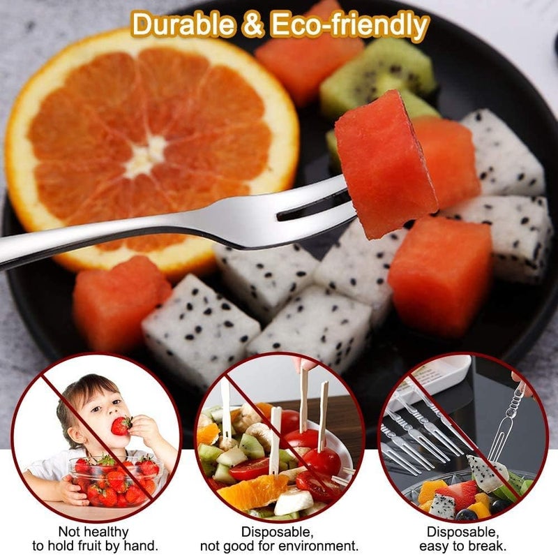 Comicfs 20Piece Stainless Steel Forks 53 Inches Seafood Crab Forks Escargot Fork 2 Prong Tasting Appetizer Fork Dessert Cocktail Salad Fruit Fork for Party Travel 20 Fork Silver - Image 5