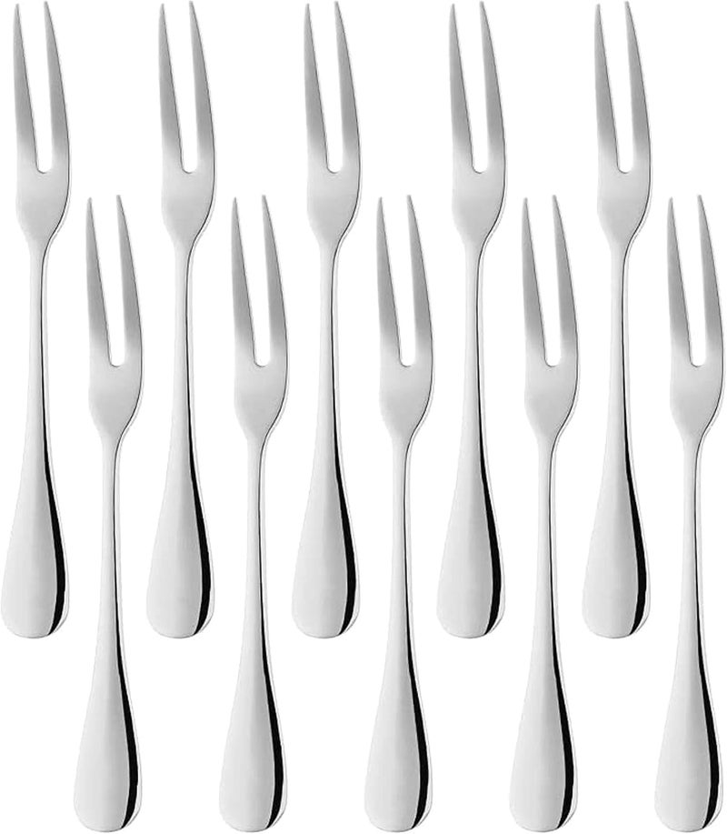 Comicfs 20Piece Stainless Steel Forks 53 Inches Seafood Crab Forks Escargot Fork 2 Prong Tasting Appetizer Fork Dessert Cocktail Salad Fruit Fork for Party Travel 20 Fork Silver - Image 1