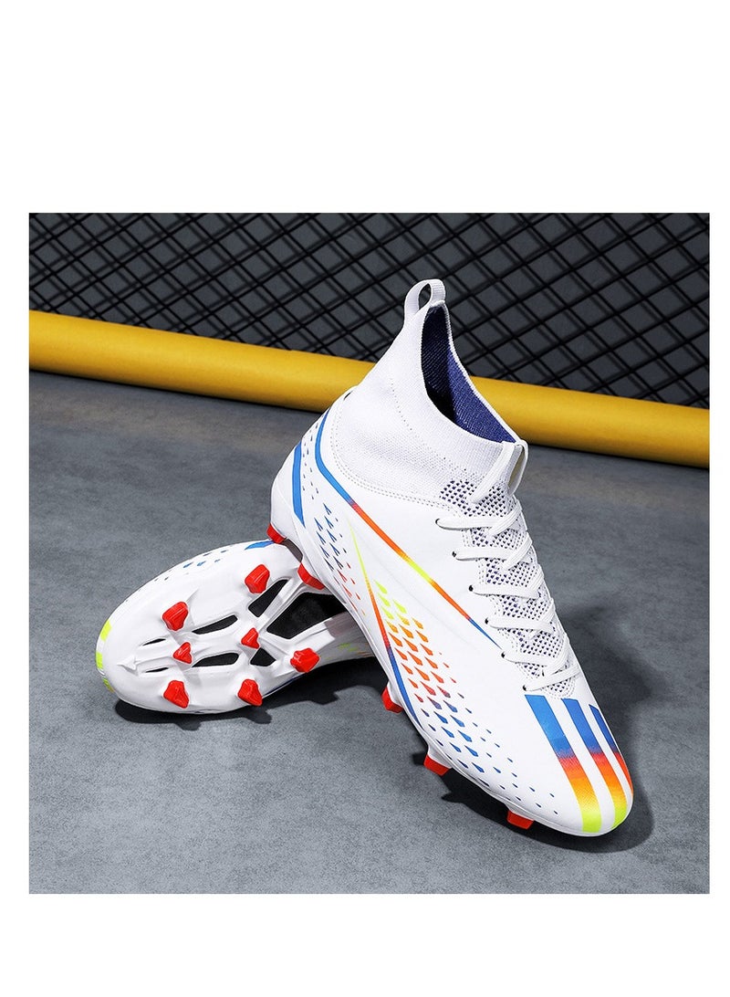 xozgdovg Spike sneakers TF training shoes Football shoes non-slip(Spike bright white)  - Image 1