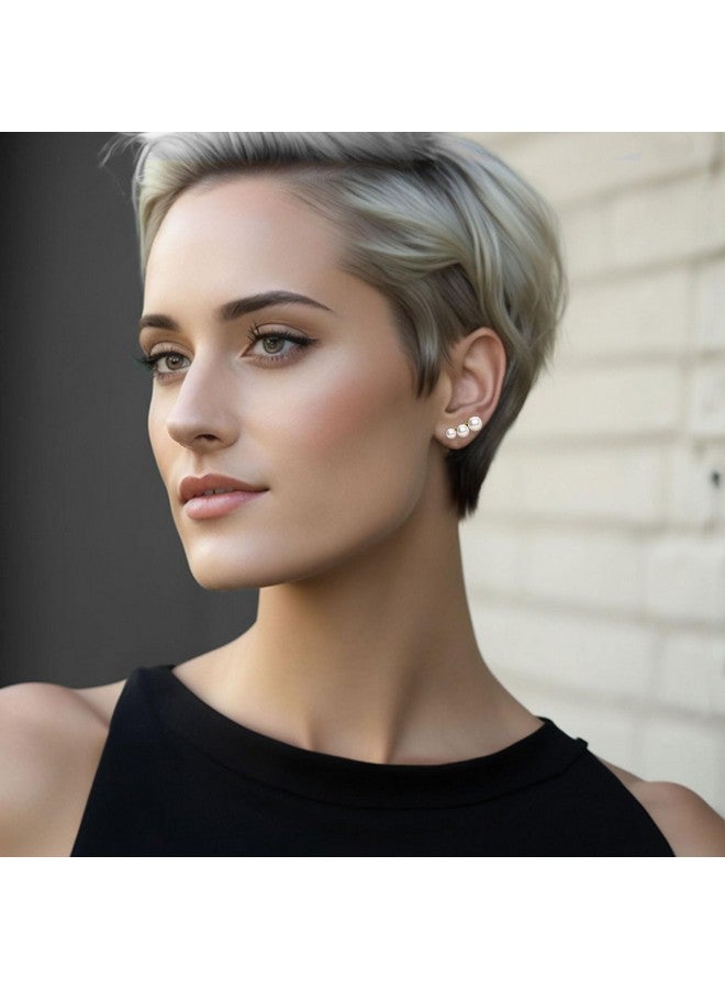 Yami أقراط لؤلؤ للنساء، لؤلؤ مزروع في المياه العذبة في أقراط فضة استرلينية 925 مضادة للحساسية، مجوهرات متسلقة، هدايا مجوهرات رقيقة للاحتفال بالذكرى السنوية أو عيد الميلاد، ذهب - Image 3