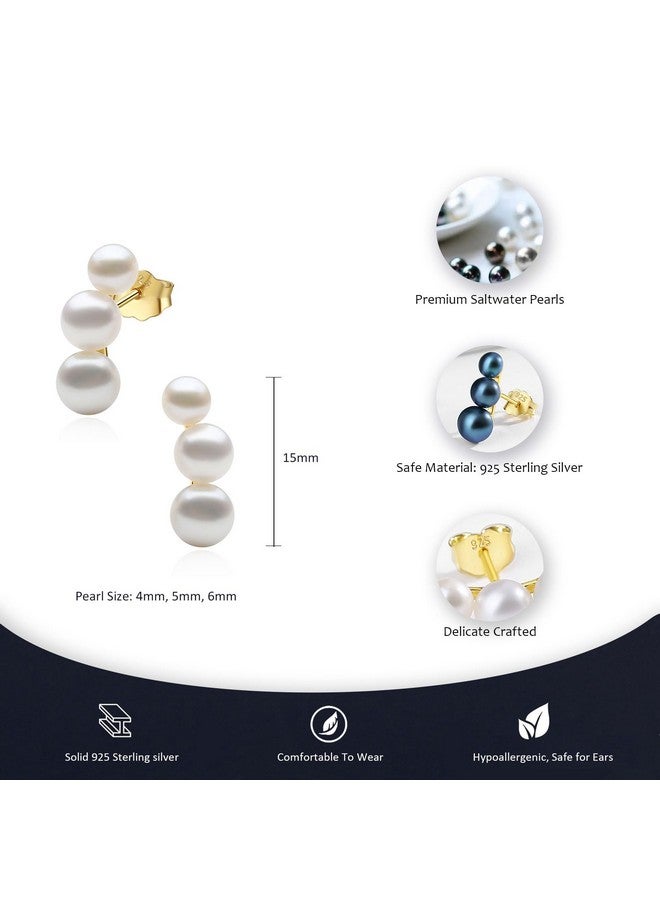 Yami أقراط لؤلؤ للنساء، لؤلؤ مزروع في المياه العذبة في أقراط فضة استرلينية 925 مضادة للحساسية، مجوهرات متسلقة، هدايا مجوهرات رقيقة للاحتفال بالذكرى السنوية أو عيد الميلاد، ذهب - Image 5