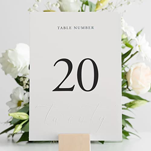 SIKO Table Numbers 1-20 - Double Sided Wedding Table Numbers with Head Table Card & Embossed Details - 4x6 inches, Self-Standing Table Cards for Wedding Reception | Perfect for Special Occasion Events - Image 1