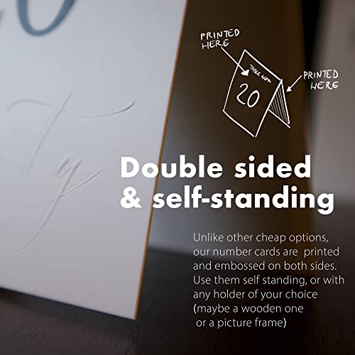 SIKO Table Numbers 1-20 - Double Sided Wedding Table Numbers with Head Table Card & Embossed Details - 4x6 inches, Self-Standing Table Cards for Wedding Reception | Perfect for Special Occasion Events - Image 4