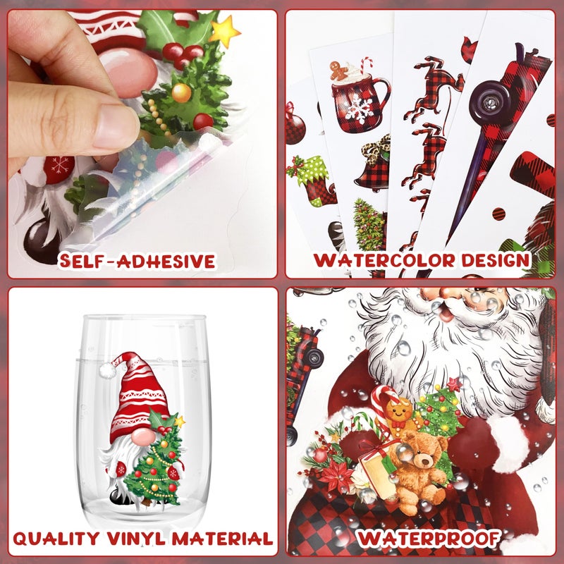 BORAMDO Christmas Wall Stickers Decoration 12 Sheets  Buffalo Plaid Christmas Wall Decals Holiday Letter Trees Decor for Wall  Winter Snowflake Wall Vinyl Stickers for Living Room Bedroom Home Office Decor - Image 3