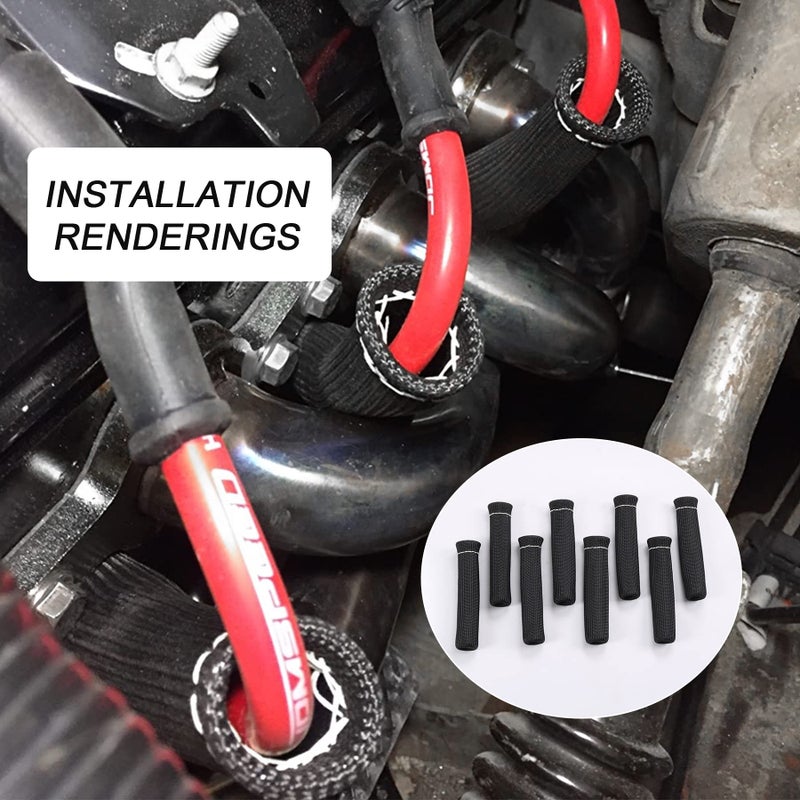 JDMSPEED 8PCS Black 1200Â° Spark Plug Wire Boots Heat Shield Protector Sleeve Cover Replacement for SBC BBC 350 454 6 Inch - Image 5