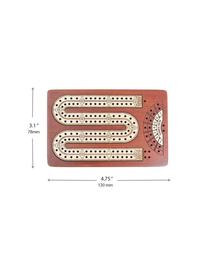 House of Cribbage - 2 Track - Wooden Travel - Pocket Size Cribbage Board - Size: 4.75 Inch - Storage Space for Cribbage Pegs - Score Marking Fields for Won Games - 60 Points - Non Continuous - Image 3