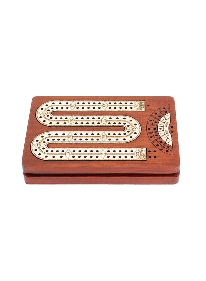 House of Cribbage - 2 Track - Wooden Travel - Pocket Size Cribbage Board - Size: 4.75 Inch - Storage Space for Cribbage Pegs - Score Marking Fields for Won Games - 60 Points - Non Continuous - Image 5