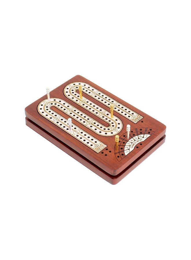 House of Cribbage - 2 Track - Wooden Travel - Pocket Size Cribbage Board - Size: 4.75 Inch - Storage Space for Cribbage Pegs - Score Marking Fields for Won Games - 60 Points - Non Continuous - Image 1