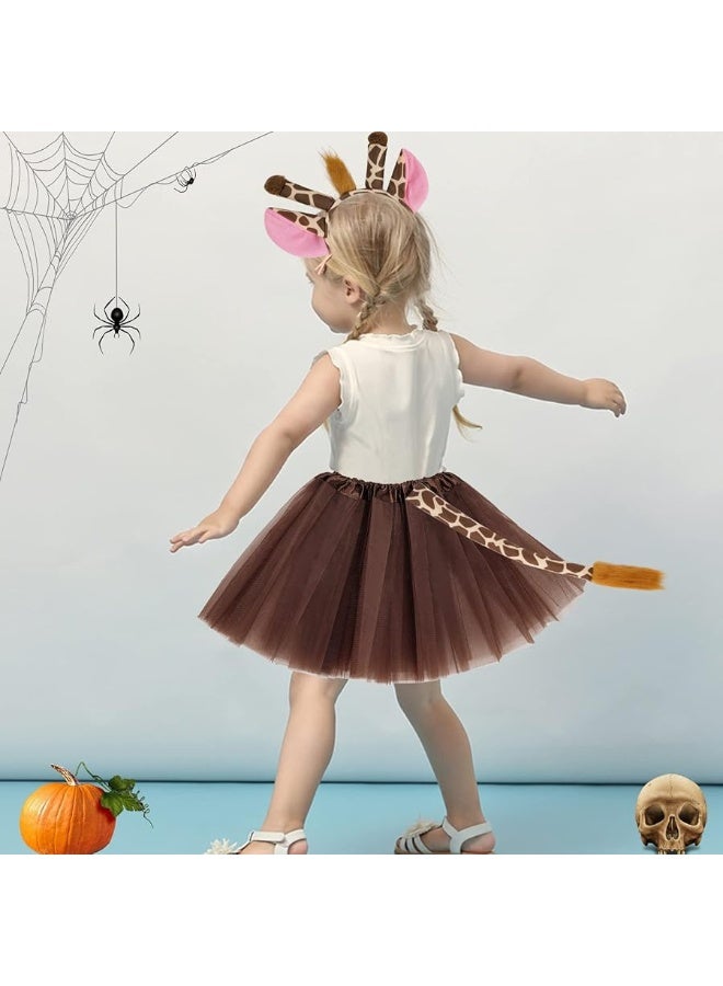 Marrywindix Khaki Giraffe Costume Tutu Set Animal Fancy Dress Costume Kit Halloween Party Dress Up Accessories - Image 5