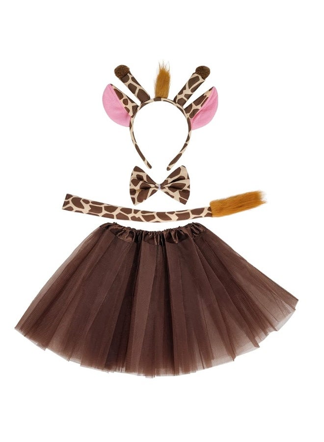 Marrywindix Khaki Giraffe Costume Tutu Set Animal Fancy Dress Costume Kit Halloween Party Dress Up Accessories - Image 4