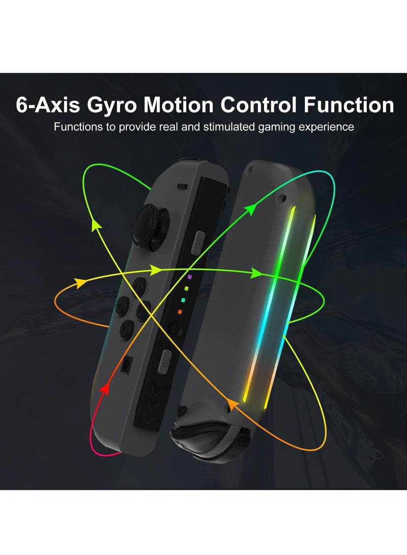 KASTWAVE وحدة تحكم Joy Cons اللاسلكية لجهاز Nintendo Switch، بديلة لجهاز Switch Joypad مع إضاءة RGB، عصا تحكم تدعم الاهتزاز المزدوج/الإيقاظ/التقاط لقطة شاشة (أسود)  - Image 4