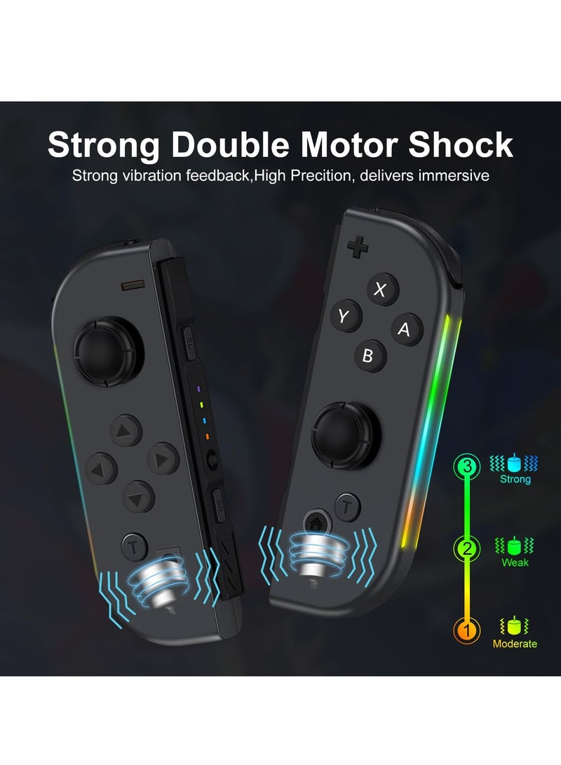 KASTWAVE وحدة تحكم Joy Cons اللاسلكية لجهاز Nintendo Switch، بديلة لجهاز Switch Joypad مع إضاءة RGB، عصا تحكم تدعم الاهتزاز المزدوج/الإيقاظ/التقاط لقطة شاشة (أسود)  - Image 3