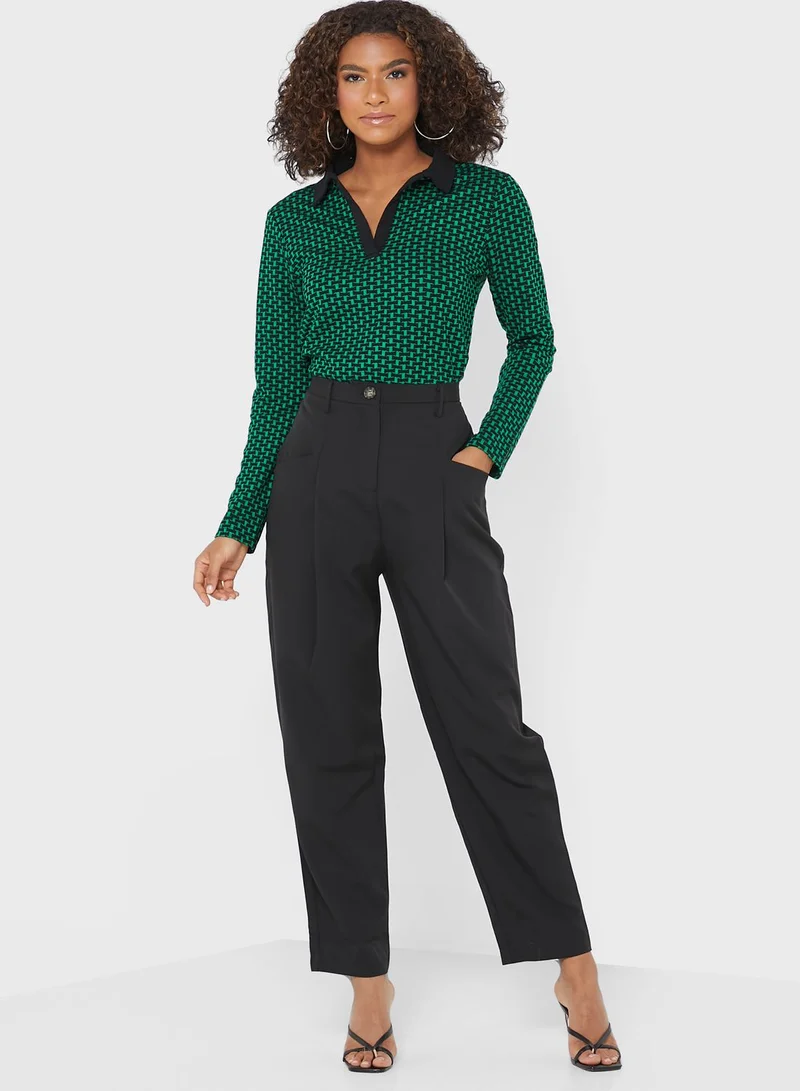 DEBENHAMS Polo Neck Printed Top