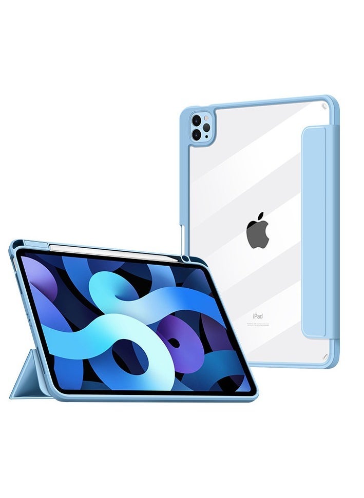 Raxoom Sky Blue Trifold Stand Case for iPad Air (13-inch, M2 2024) & iPad Pro 12.9-inch (4th/5th/6th Gen) with Pencil Holder - Image 2