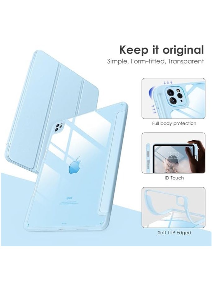 Raxoom Sky Blue Trifold Stand Case for iPad Air (13-inch, M2 2024) & iPad Pro 12.9-inch (4th/5th/6th Gen) with Pencil Holder - Image 3