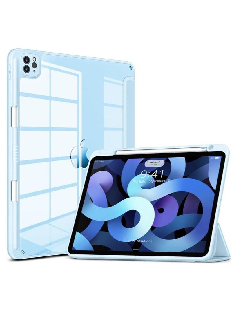 Raxoom Sky Blue Trifold Stand Case for iPad Air (13-inch, M2 2024) & iPad Pro 12.9-inch (4th/5th/6th Gen) with Pencil Holder - Image 1