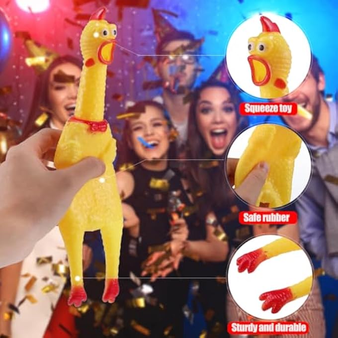 STOBOK Rubber Chicken Toy Squeeze Screaming Chicken Toy Squawking Prank Novelty Party Favor for Kids Pet - Image 3