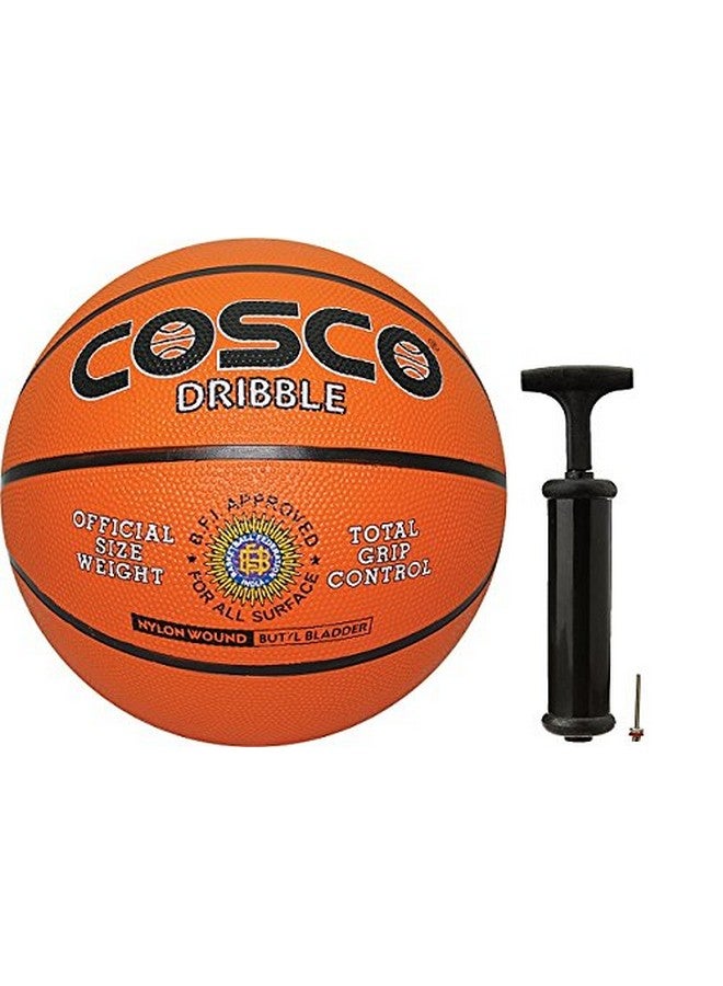 Cosco Rubber Basketball with Hand Pump, Size 5 (Multicolour)