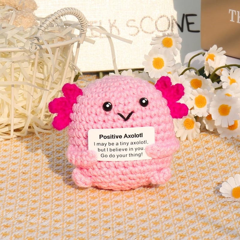 Crochetta Emotional Support Nuggets Crochet Kit, Positive Crochet Axolotls, Handmade Inspirational Gifts Emotional Cheer Support Funny Pickle, Positive Crochet Animals Birthday Gifts for Women Man - Image 1