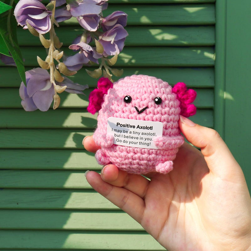 Crochetta Emotional Support Nuggets Crochet Kit, Positive Crochet Axolotls, Handmade Inspirational Gifts Emotional Cheer Support Funny Pickle, Positive Crochet Animals Birthday Gifts for Women Man - Image 4