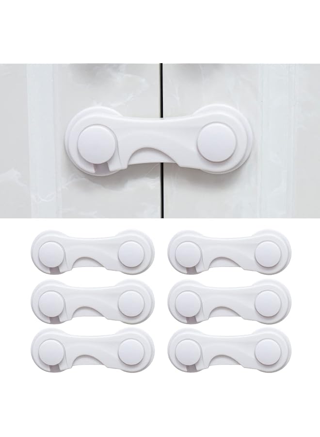 إي سي في في 6 عبوات من أقفال أمان الأطفال، أقفال أمان للأطفال، مزالج خزانة مقاومة للأطفال، مزالج درج مقاومة للأطفال، مواد لاصقة 3M، متعددة الأغراض للأثاث، وخزائن المطبخ، وخزانة الثلاجة، باللون الأبيض - Image 1