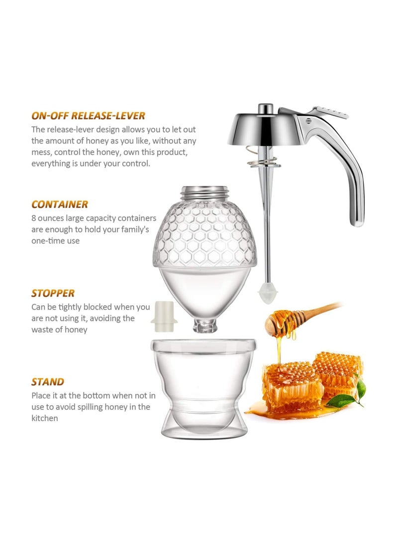 Cool Baby No Drip 200 ml Honey, Syrup, Sugar Dispenser, Acrylic Honey Dispenser with Stand Honey Container, Syrup and Sugar Jar Pot, with High Capacity - Image 2