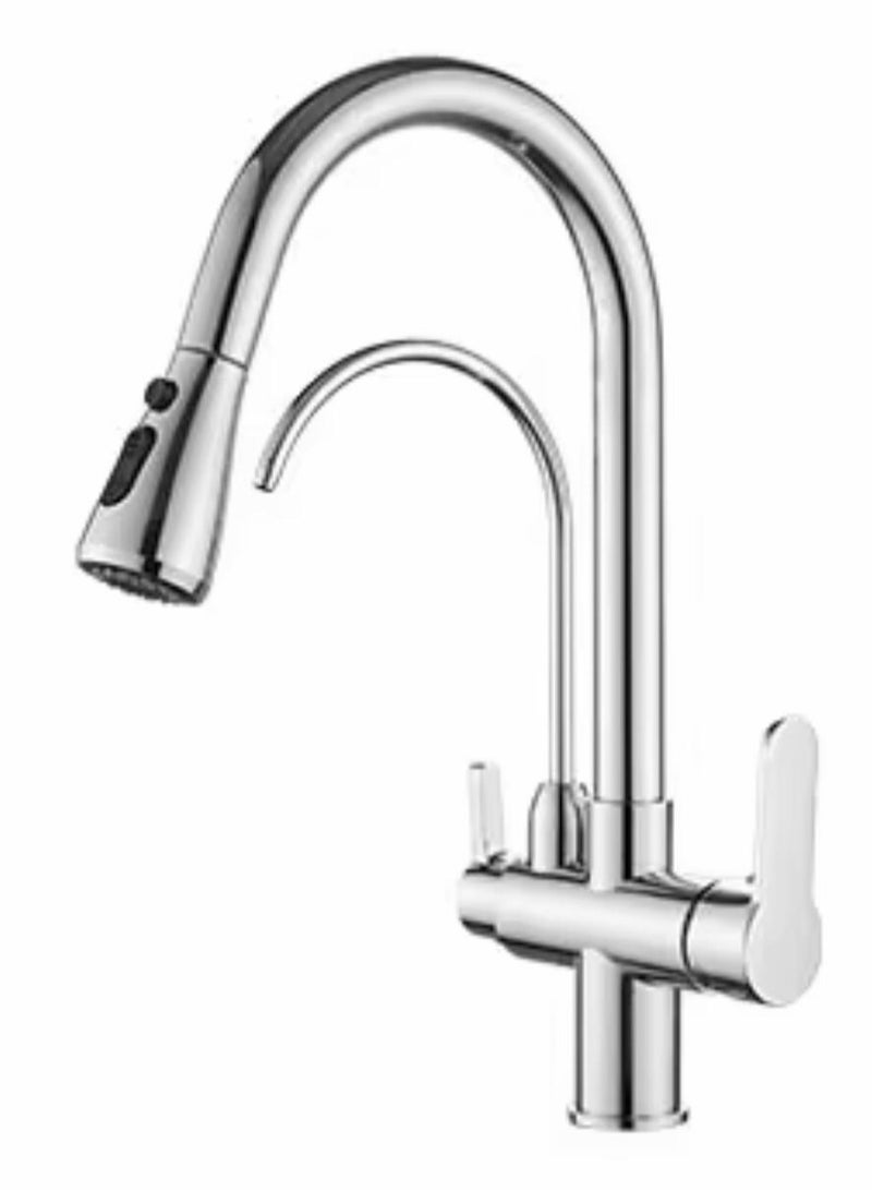 كانا KANA خلاط مطبخ / حنفية، صنبور مطبخ قابل للسحب للبارد والساخن ثلاثة في واحد، صنبور للشرب المباشر النقي، صنبور حوض المغسلة - Image 1