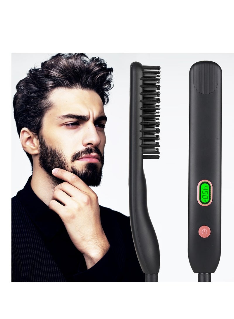 Generic Premium Beard straightener comb for Men,Hair Straightener Heated Brush Beard styling tool, Portable Anti-scald&Auto Shut Off&LCD Display  - Image 1