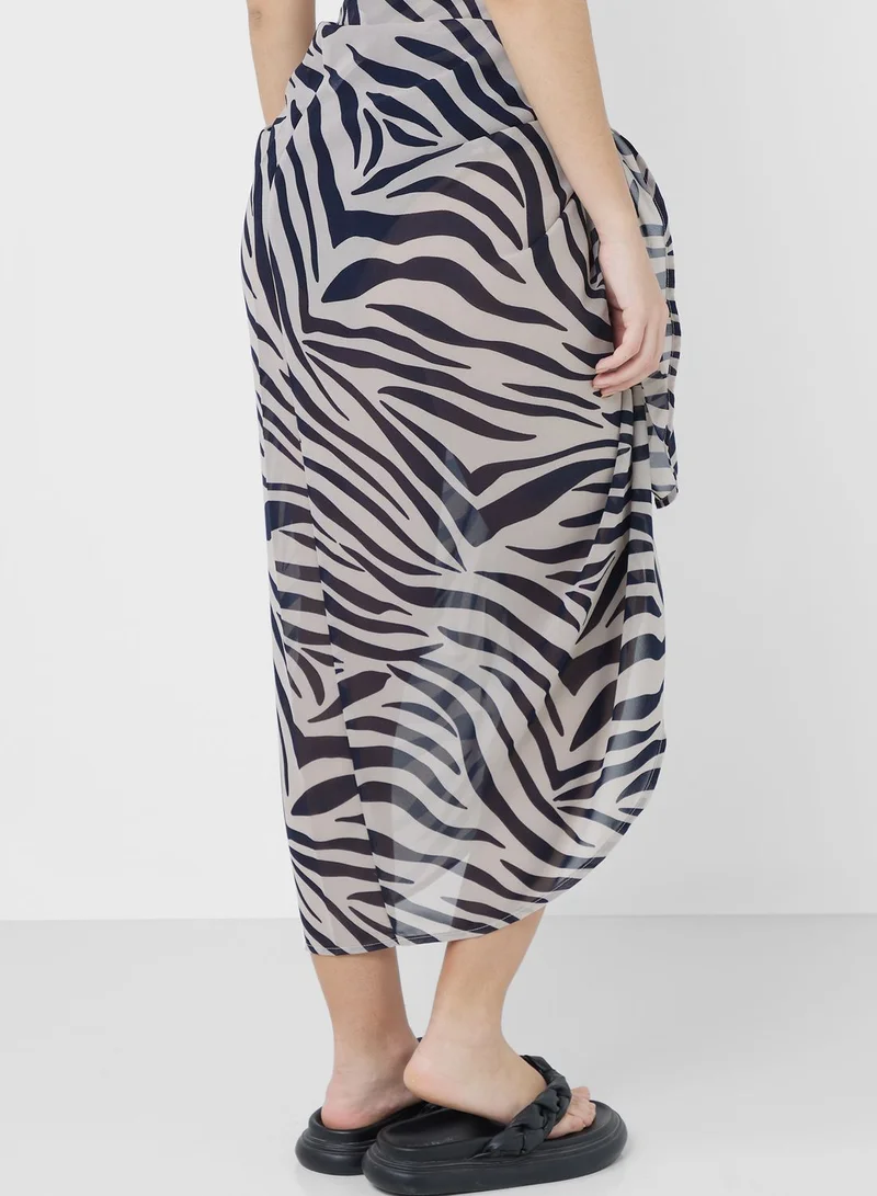 بوهو Tie Knot Printed Beachwear