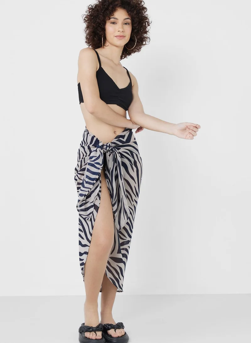 بوهو Tie Knot Printed Beachwear