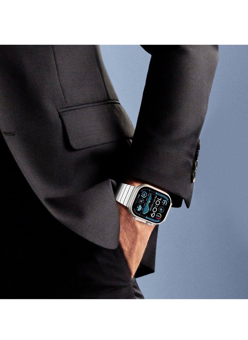 JAJEEK Stainless Steel Band for Apple Watch Ultra/Ultra 2 – Link Bracelet Metal Strap with Folding Clasp, Compatible with Apple Watch 49mm, 46mm, 45mm, 44mm, Series 10, 9, 8, 7, 6, 5, 4, 3, 2, 1 SE (Silver) - Image 5