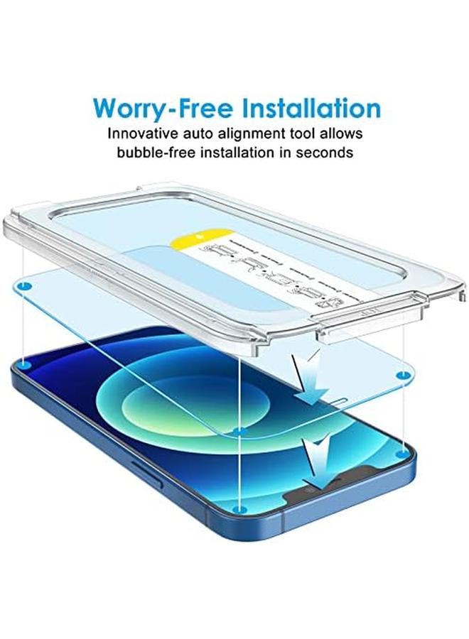 جي تيك واقي شاشة بلمسة واحدة لهاتف آيفون 12 12 برو مقاس 6.1 بوصة، طبقة زجاجية مقواة بتغطية كاملة ومجموعة أدوات محاذاة تلقائية عالية الوضوح، عبوتان - Image 2