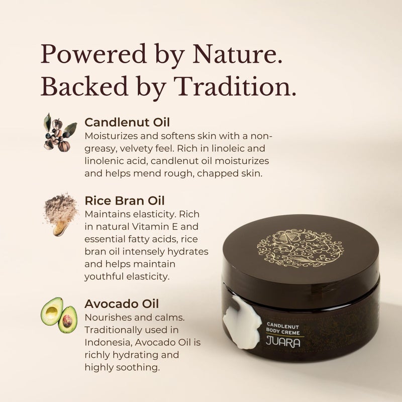 Juara Candlenut Body Cream for Dry Skin - Moisturizing Body Lotion with Natural Oils & Butters - Hydrating Daily Moisturizer - 7.5 oz - Image 4