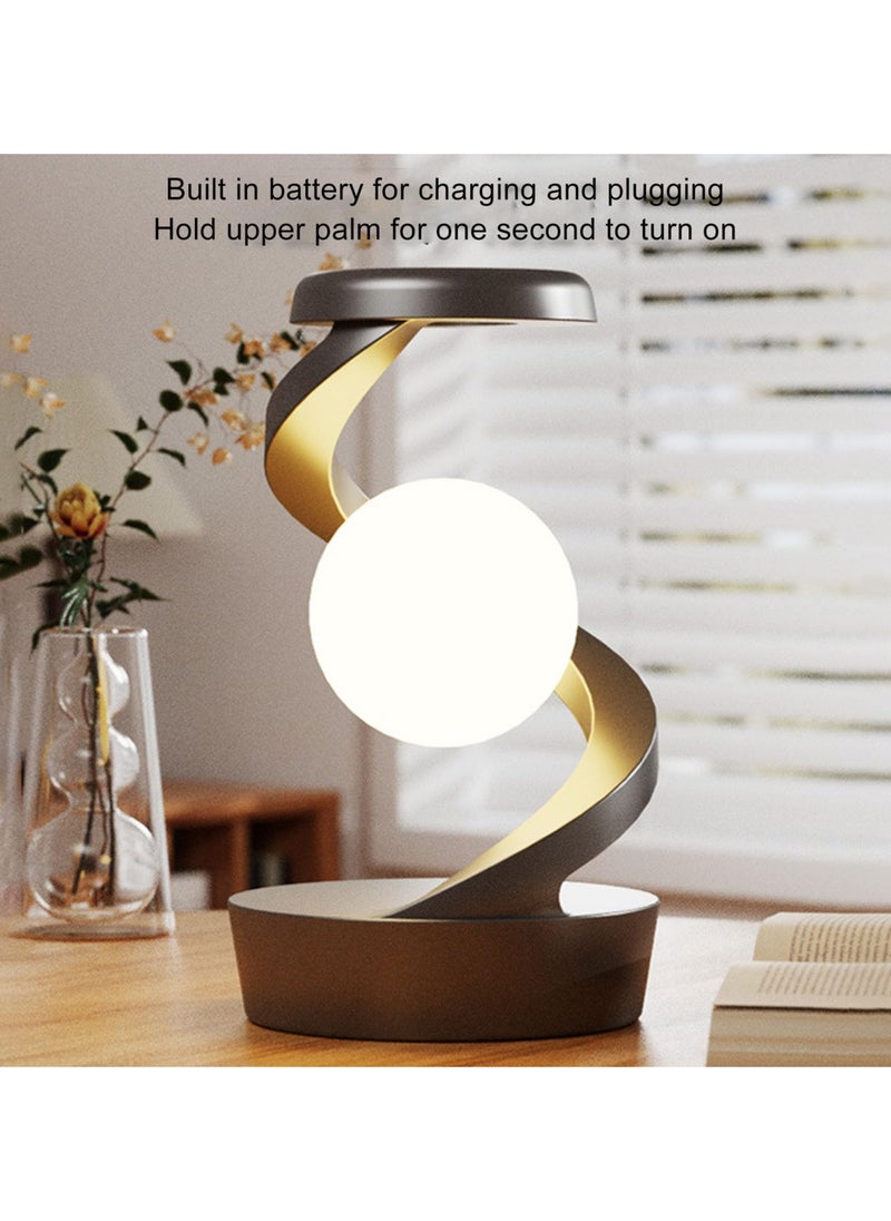 Modern Spiral Bedside Lamp, Rotating RGB Suspension Lamp, Innovative 3D Visual Levitation Ball Led Table Lamp, Nightstand Lamps Magnetic Led Desk Light Bulb for Bedroom Living Room Office Decor