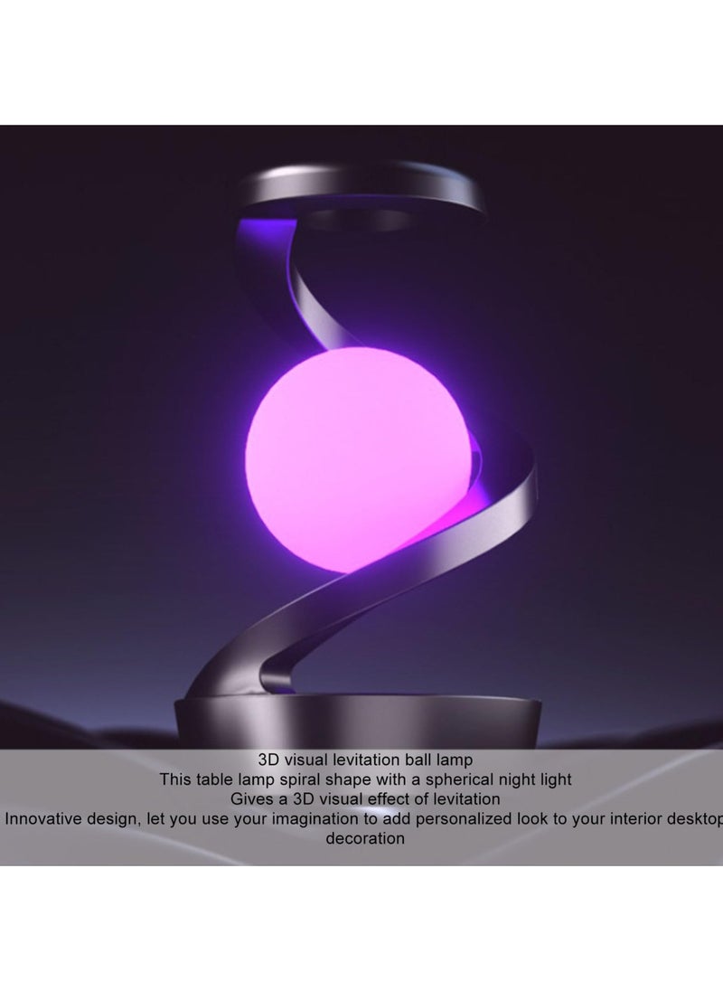 Modern Spiral Bedside Lamp, Rotating RGB Suspension Lamp, Innovative 3D Visual Levitation Ball Led Table Lamp, Nightstand Lamps Magnetic Led Desk Light Bulb for Bedroom Living Room Office Decor