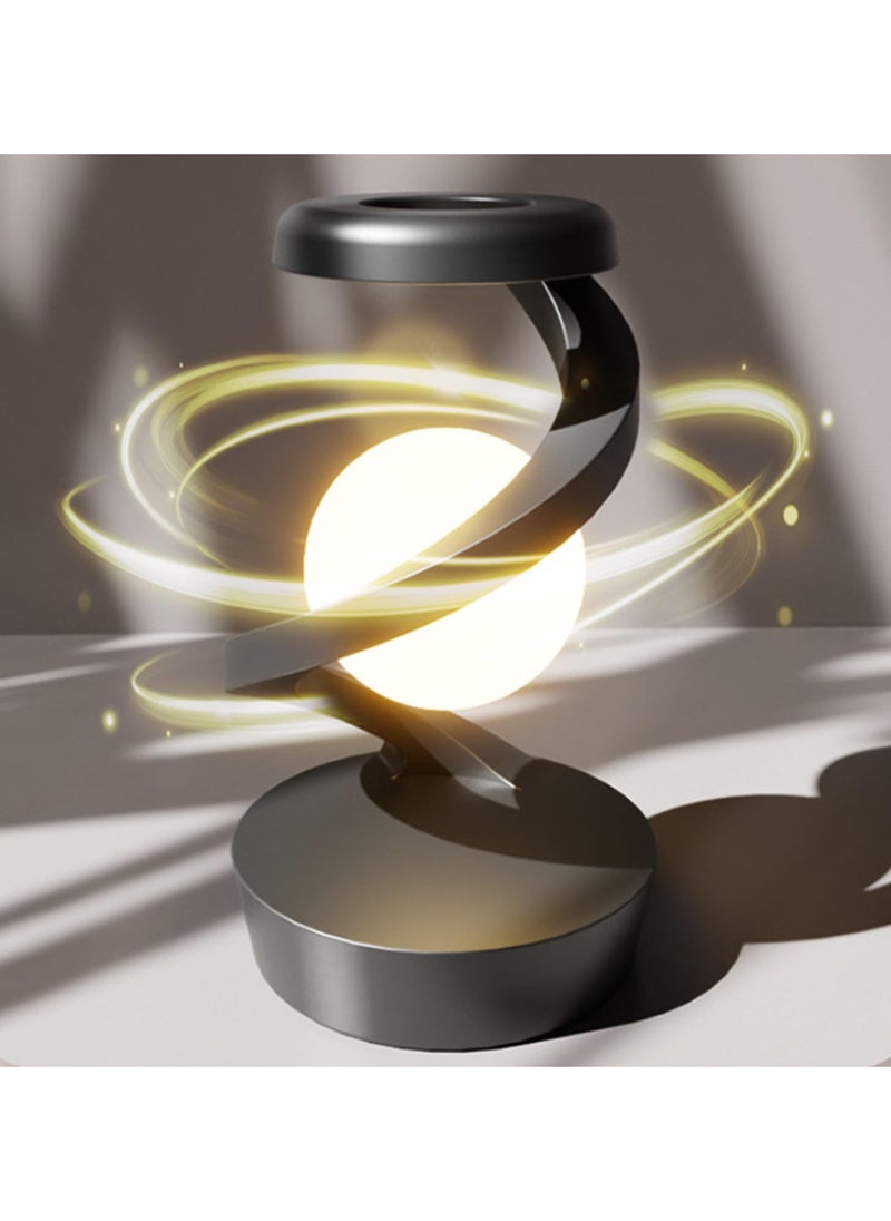 Modern Spiral Bedside Lamp, Rotating RGB Suspension Lamp, Innovative 3D Visual Levitation Ball Led Table Lamp, Nightstand Lamps Magnetic Led Desk Light Bulb for Bedroom Living Room Office Decor