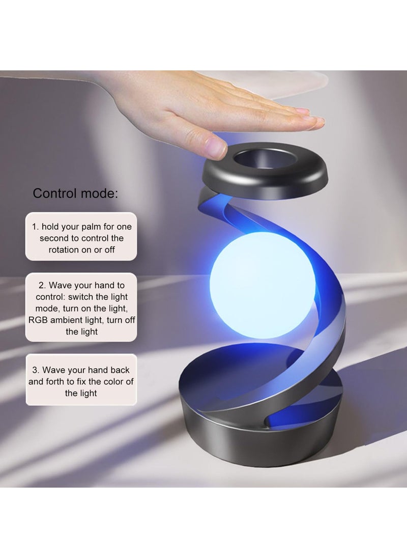 Modern Spiral Bedside Lamp, Rotating RGB Suspension Lamp, Innovative 3D Visual Levitation Ball Led Table Lamp, Nightstand Lamps Magnetic Led Desk Light Bulb for Bedroom Living Room Office Decor