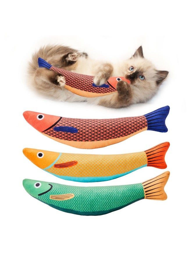 Potaroma Potaroma Cat Toys Saury Fish, 3 Pack Catnip Crinkle Sound Toys Soft and Durable, Interactive Cat Kicker Toys for Indoor Kitten Exercise 9.4 Inches for All Breeds  - Image 1