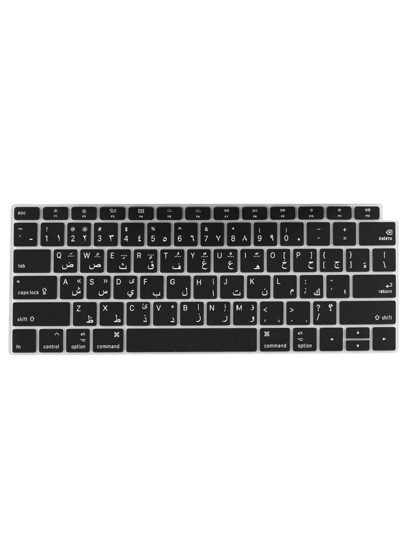 أمم غطاء لوحة المفاتيح العربية متوافق مع MacBook Air 13 "مع Touch ID وشاشة Retina A1932 ، إصدار 2018 جلد واقي من السيليكون فائق النحافة ، إصدار أمريكي أسود - Image 1