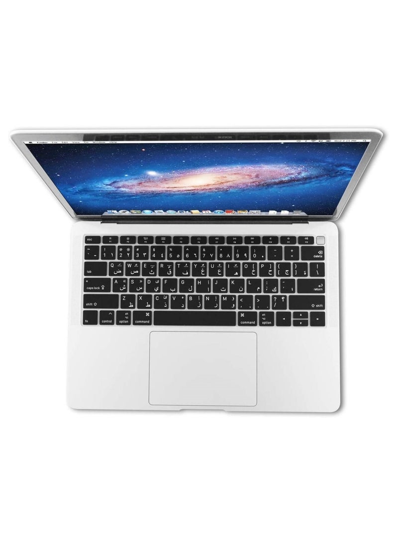أمم غطاء لوحة المفاتيح العربية متوافق مع MacBook Air 13 "مع Touch ID وشاشة Retina A1932 ، إصدار 2018 جلد واقي من السيليكون فائق النحافة ، إصدار أمريكي أسود - Image 2