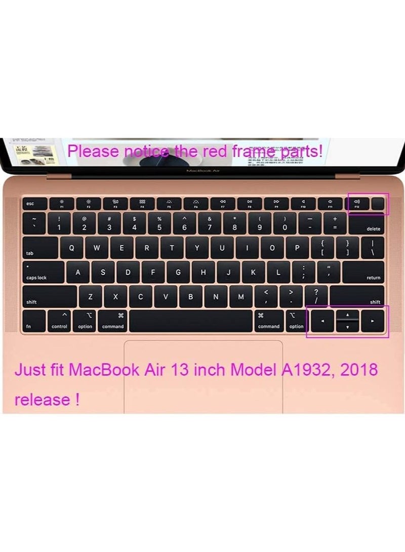 أمم غطاء لوحة المفاتيح العربية متوافق مع MacBook Air 13 "مع Touch ID وشاشة Retina A1932 ، إصدار 2018 جلد واقي من السيليكون فائق النحافة ، إصدار أمريكي أسود - Image 5