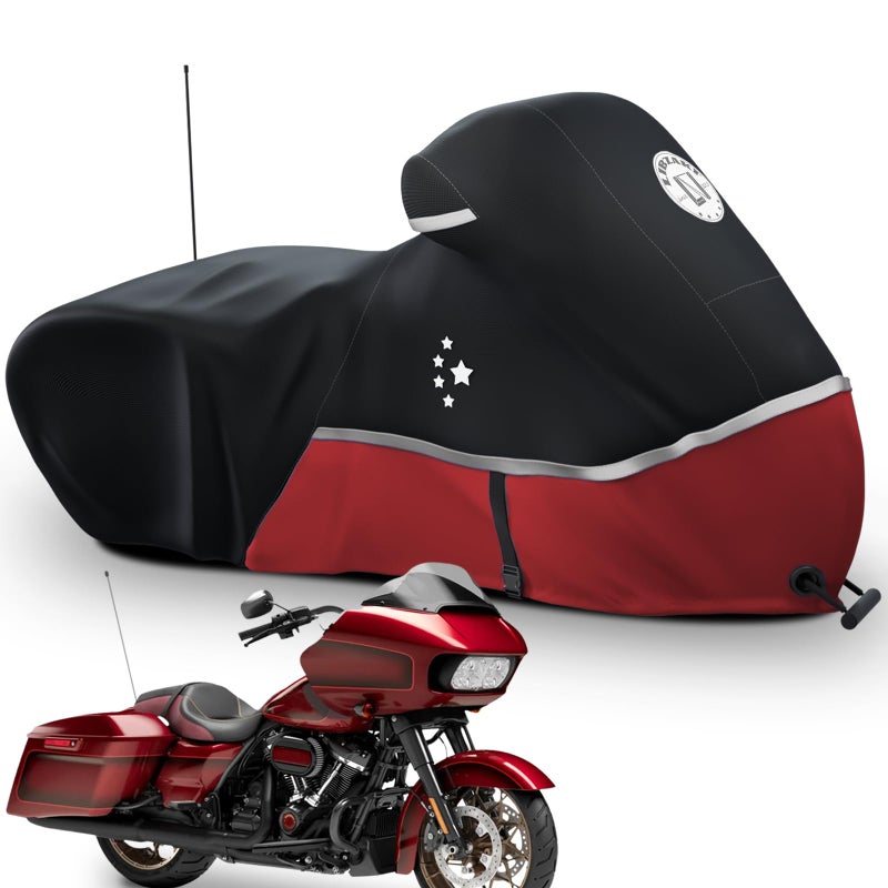 LI LIBZAKI Motorcycle Cover Storage for Touring Models Harley Davidson Road KingRoad GlideStreet Glide Electra GlideHeritage ClassicLow RiderSTand Most Motorcycles RED