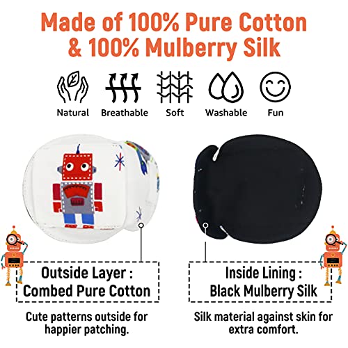 Astropic 3D Cotton & Silk Eye Patch for Kids | Boys Eye Patch for Glasses | Medical Eyepatch for Children with Lazy Eye (Red Robot, Left Eye) - Image 3