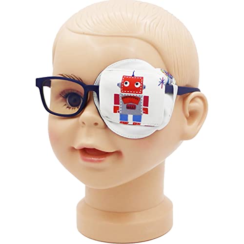Astropic 3D Cotton & Silk Eye Patch for Kids | Boys Eye Patch for Glasses | Medical Eyepatch for Children with Lazy Eye (Red Robot, Left Eye) - Image 1