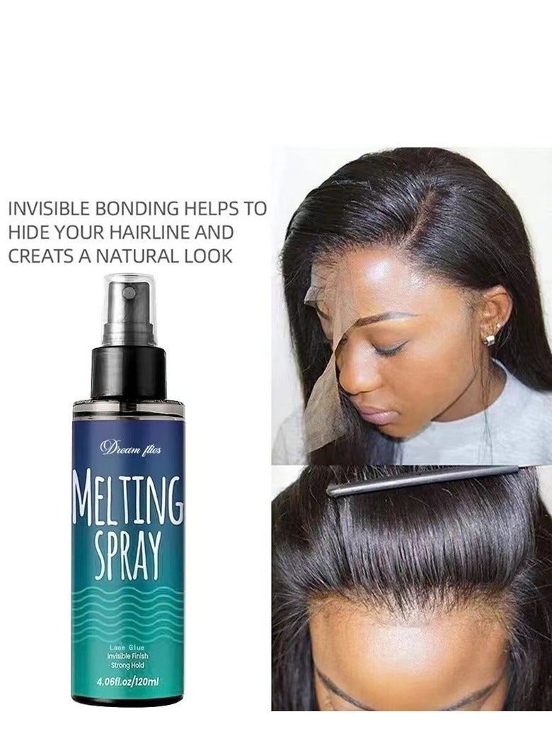 Women Lace Tint Spray for Wigs Glue, Natural Finishing Edge Control Lace Color, Strong Hold Invisible Hair Bonding Glue, Edge Control for Women Toupees& Hairpieces - 120ML - Image 3